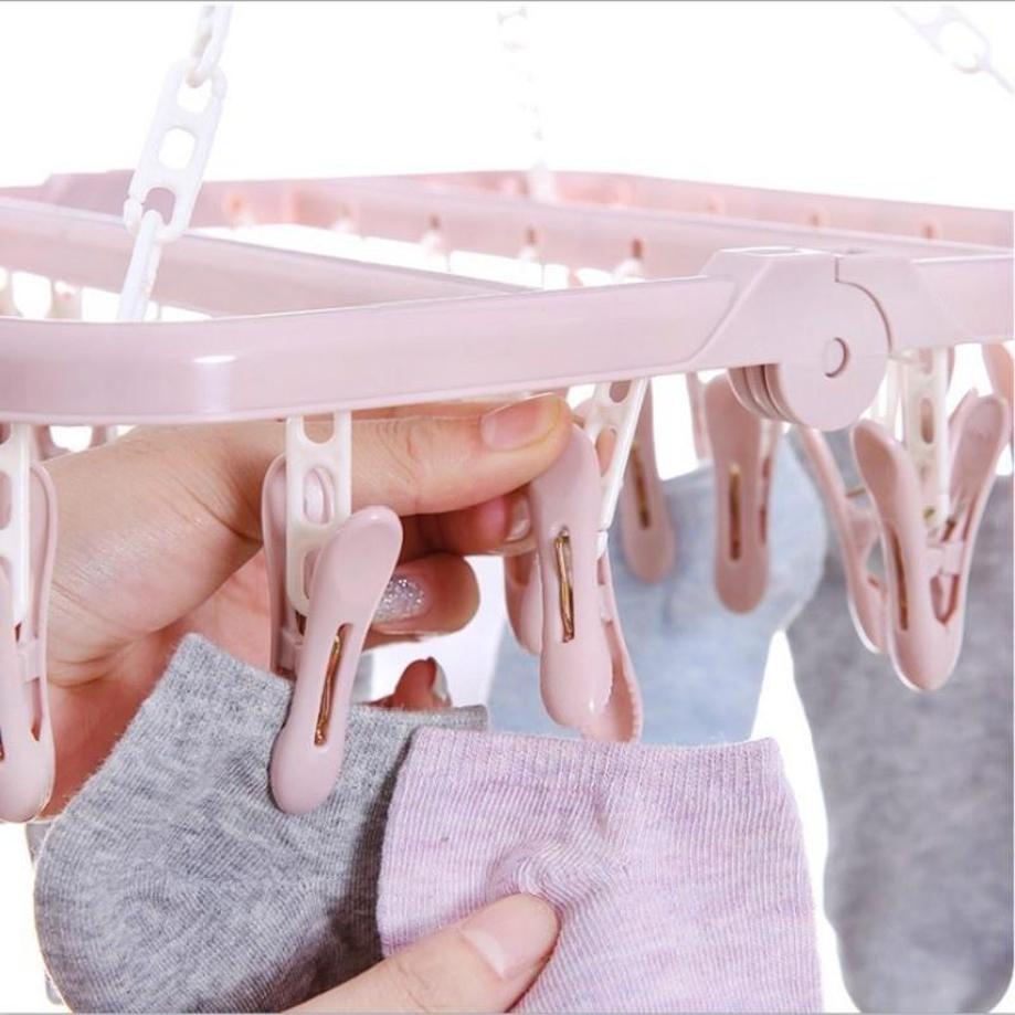 1 Pcs 32 Clips Folding Clothes - đánh giá và giá Baby Clothing Hanging Rack