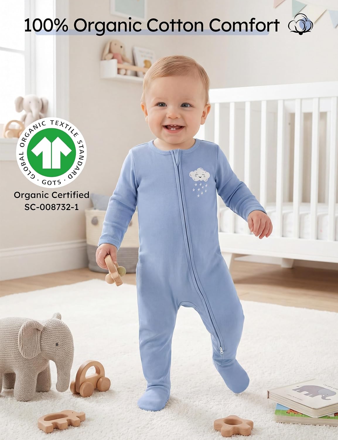 Baby Pajamas 100% Organic Cott - đánh giá và giá Baby Clothing Organic